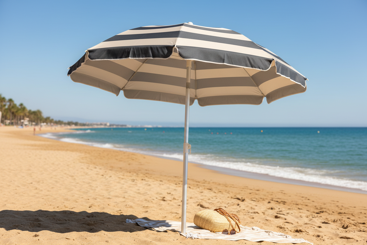 Parasol de playa en costa española